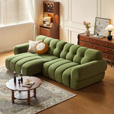 Smart electric reclining sofa with extendable green microfiber velvet upholstery